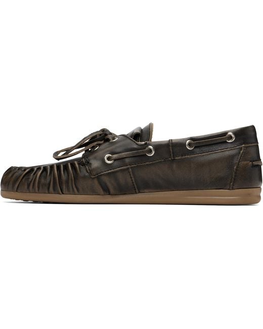 Alohas Black Rowan Vintage Effect Leather Boat Shoes