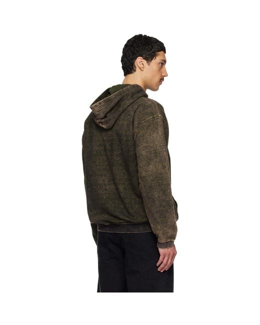 DIESEL Green Khaki-Kai Hoodie for men