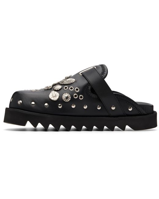Toga Virilis Black Eyelet Metal Sabot Slip-On Loafers for men