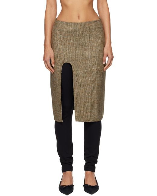 Stella McCartney Black Side-Slit Tweed Midi Skirt