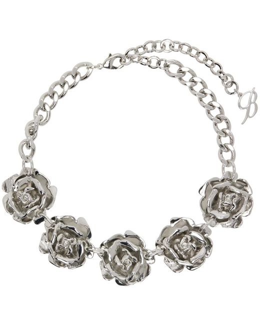 Blumarine Metallic Silver Roses Choker