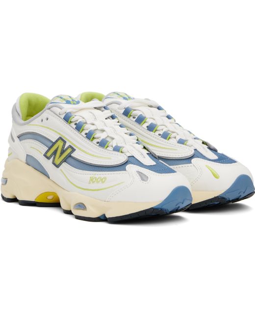 メンズ New Balance ホワイト＆ブルー 1000 スニーカー Black