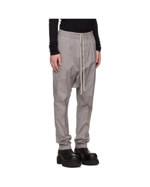 Rick Owens Gray Tower Drawstring Long Trousers for men