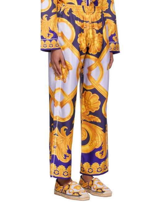 Versace Orange Blue & Yellow Barocco 660 Pyjama Pants for men