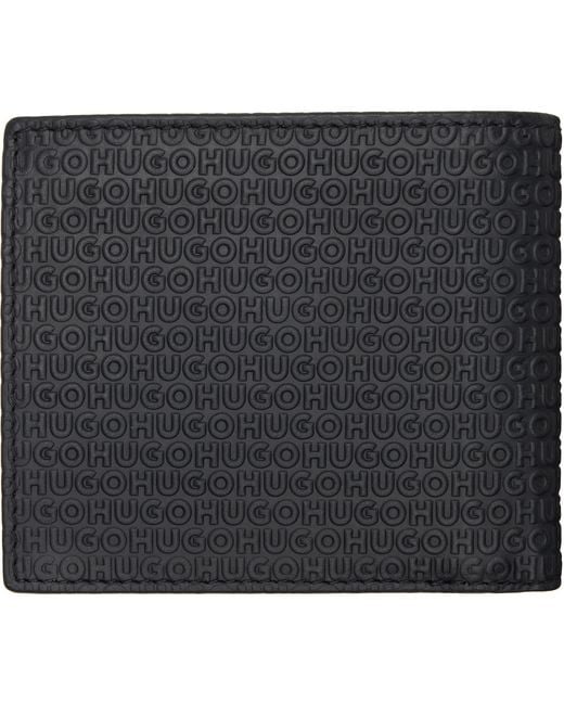 HUGO Black Embossed Logo Wallet for men