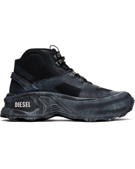 DIESEL Black D-Cage Hiking Sneakers for men
