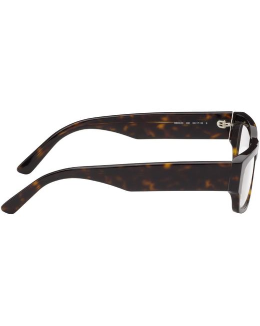 Balenciaga Black Tortoiseshell Rectangular Glasses for men