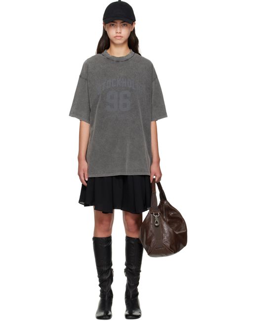 Acne グレー＆ブラック Tシャツ ミニワンピース Black