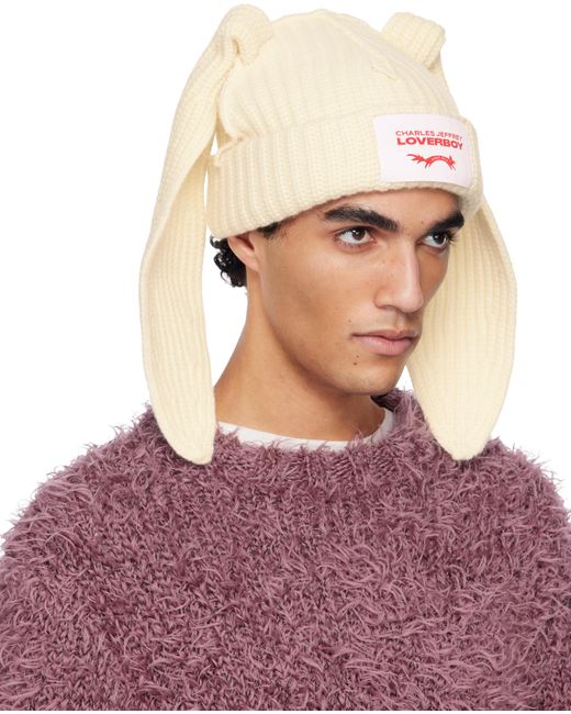 Charles Jeffrey Off- Chunky Rabbit Beanie in Purple for Men | Lyst UK