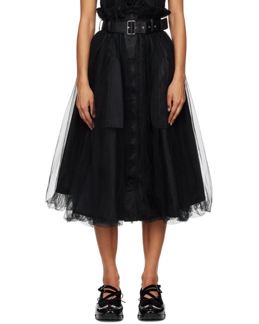 Noir Kei Ninomiya Black Belted Reversible Midi Skirt