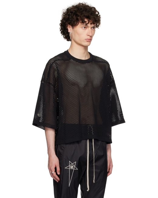 Rick Owens Black Champion Edition Tommy Cropped T-Shirt for men