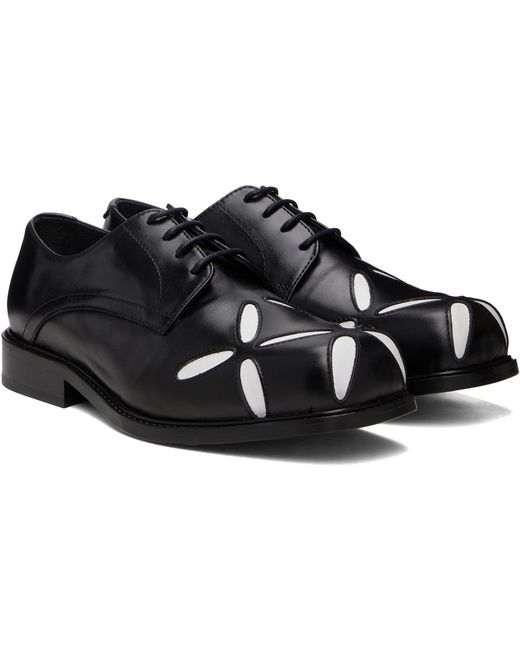 STEFAN COOKE Black Slashed Square Toe Derbys for men