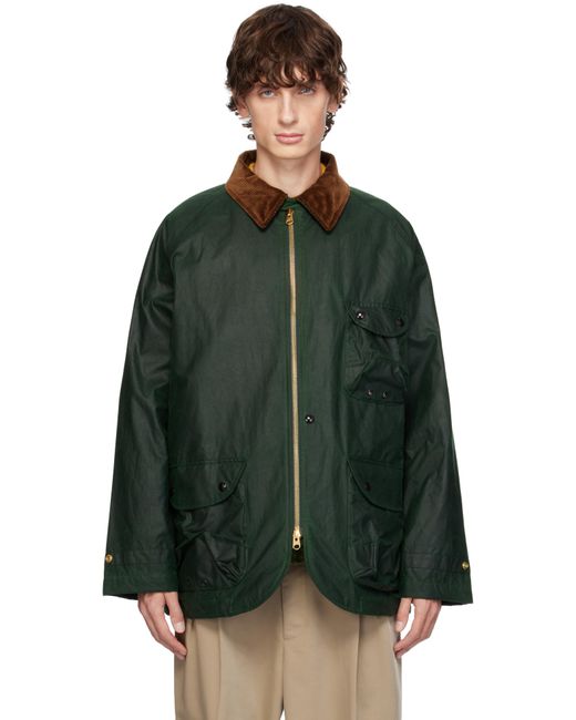 Drake's Green Waxed Coverall Jacket for men