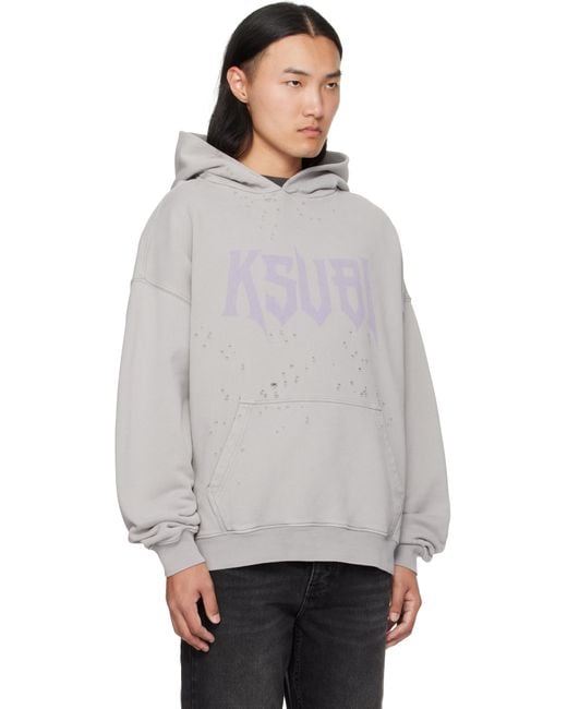 Ksubi Gray Blasted Hoodie for men