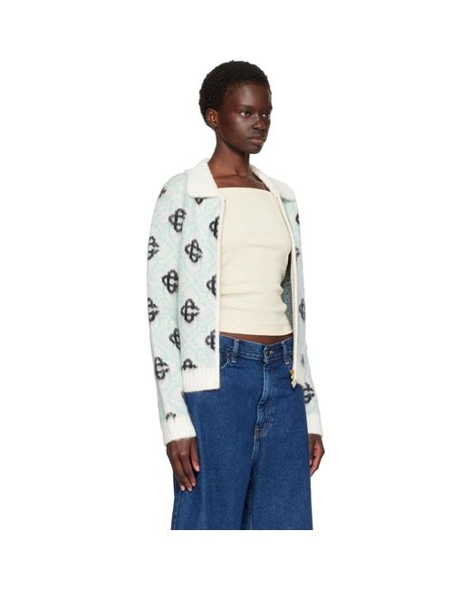 Casablanca Blue Mohair Zip Cardigan