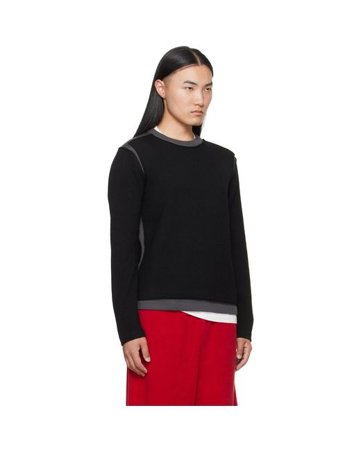 MM6 by Maison Margiela Black Crew Neck Sweater for men