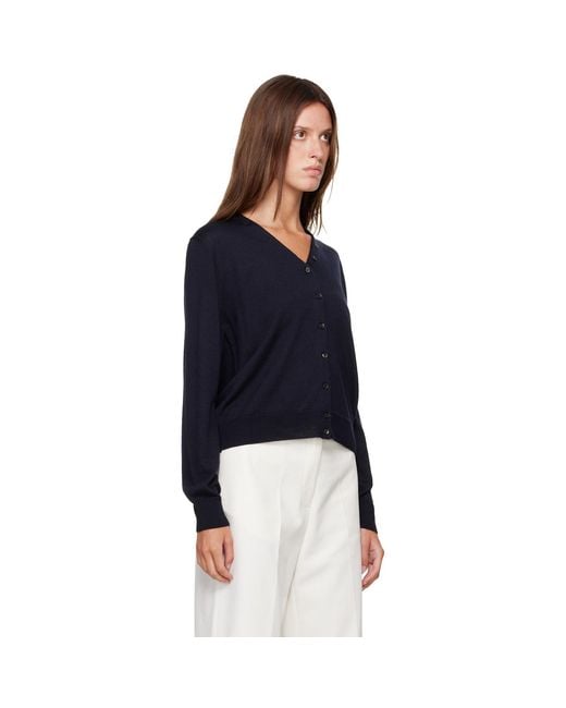 Cordera Blue Merino Wool Button Cardigan