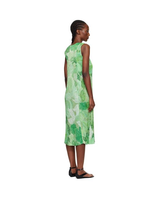 Pleats Please Issey Miyake Green Foggy Forest Maxi Dress