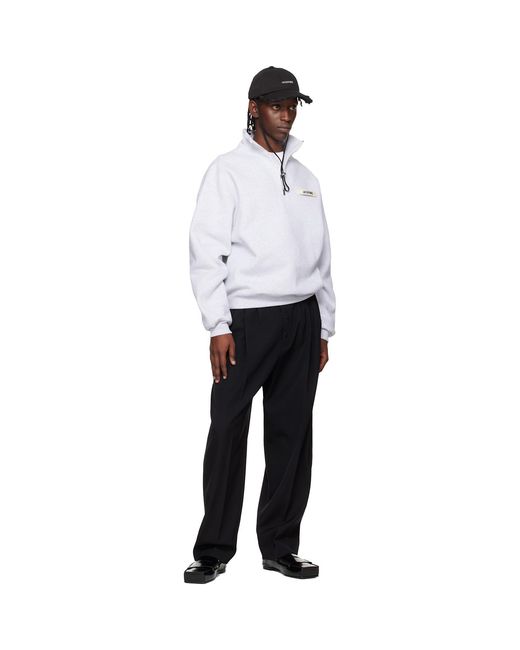 Jacquemus White 'The Gros Grain Zipped-Rollneck' Sweatshirt for men