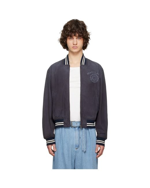 Maison Margiela Blue Varsity Caban Jacket for men