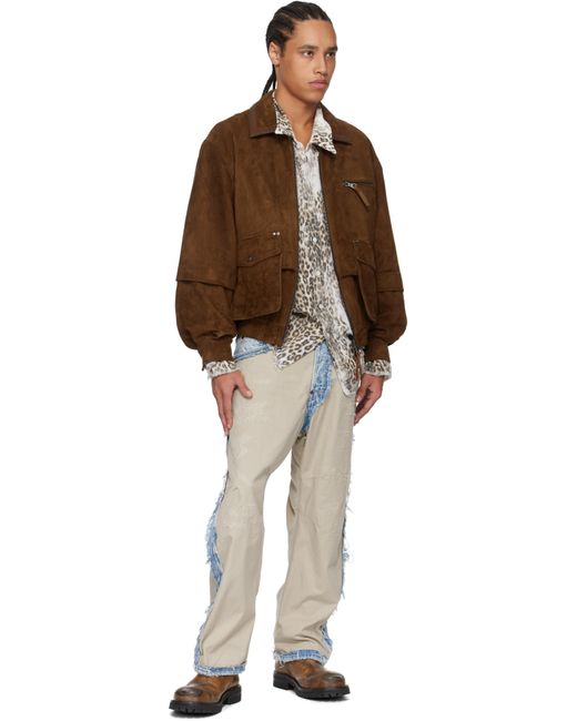 ANDERSSON BELL Brown Mikoos Suede Bomber Jacket for men