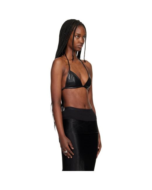 Rick Owens Black Temple Waxy Lamb Leather Bra