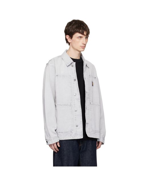 Carhartt White Og Double Front Denim Jacket for men