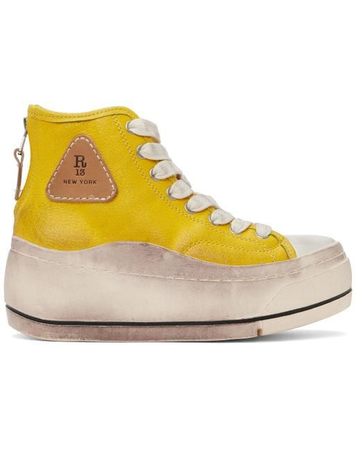 R13 Yellow Kurt High Top Sneakers