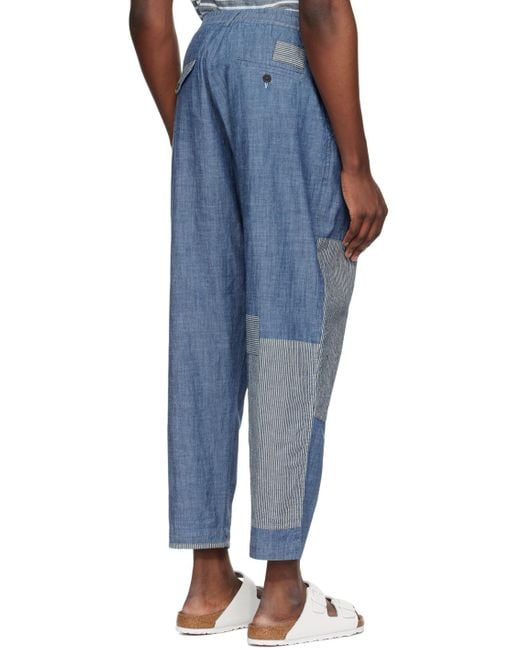 Universal Works Blue Patched Trousers for men