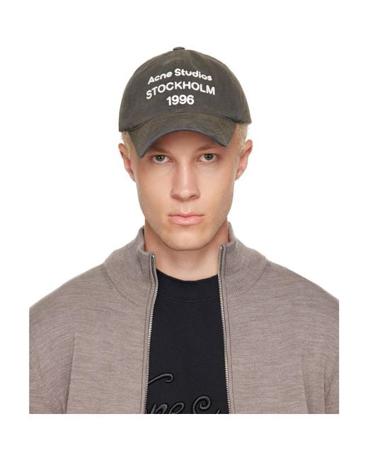 Acne Gray '1996' Logo Baseball Cap for men