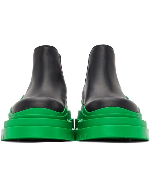 Bottega Veneta レザー ブラック グリーン The Tire ロー チェルシー ブーツ カラー グリーン メンズ Lyst