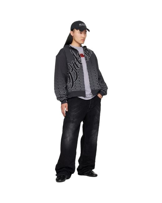 Balenciaga Black Oversized Zip-Up Hoodie for men