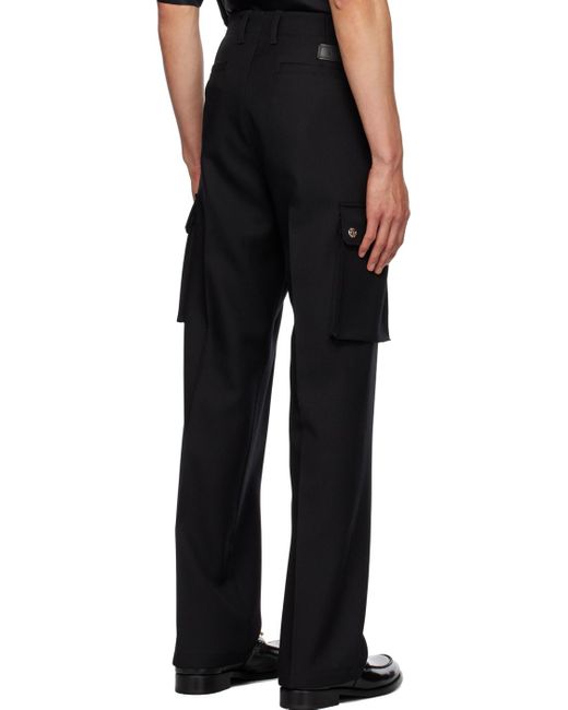 Pantalon cargo droit noir Versace pour homme en coloris Black