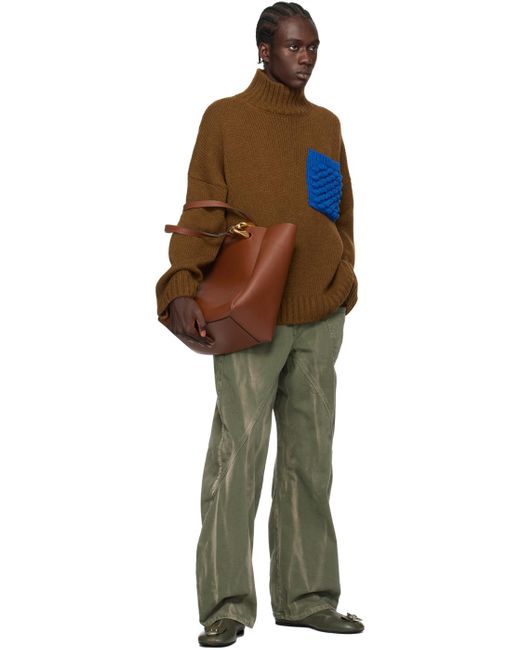 Col roulé brun à poche en tricot à fil noppé J.W. Anderson pour homme en coloris Multicolor