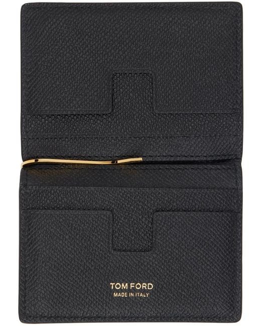 Tom Ford Black Folding Money Clip Card Holder for men
