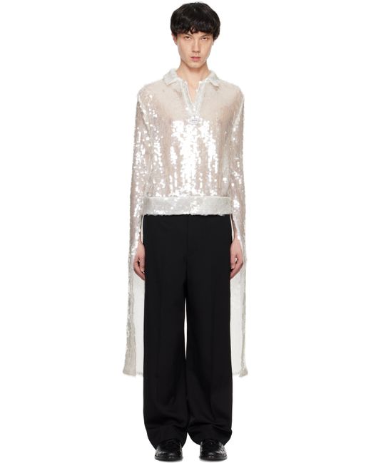 メンズ Coperni ホワイト Knotted スパンコール ニットポロシャツ Black