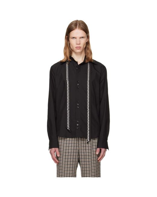 AV VATTEV Black Detachable Collar Scarf Shirt for men