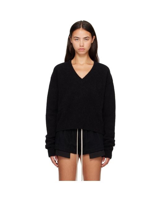 Rick Owens Black Tower Tommy V Neck Sweater