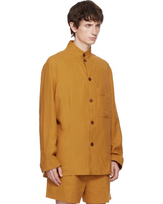 Zegna Orange Standing Collar Overshirt for men
