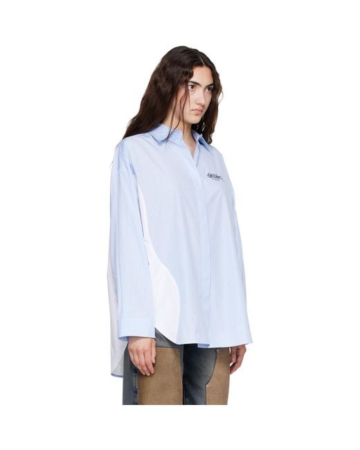 Off-White c/o Virgil Abloh Blue Mix Stripe Pop Lover Shirt