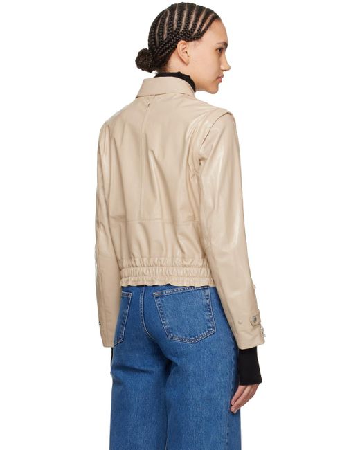 Mackage Blue Beige Amoree Leather Jacket