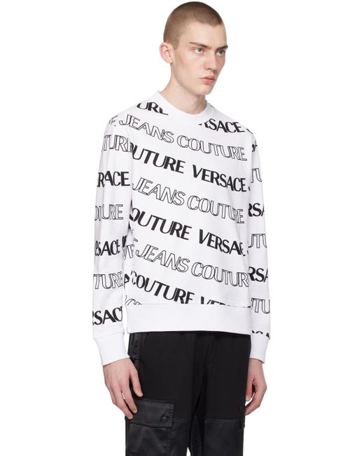 Versace White Logowave Sweatshirt for men