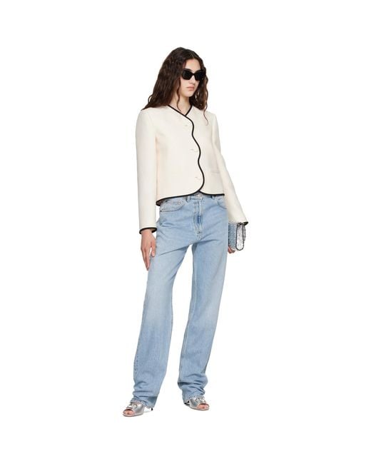 Valentino White Off- Wool & Silk Crepe Blazer