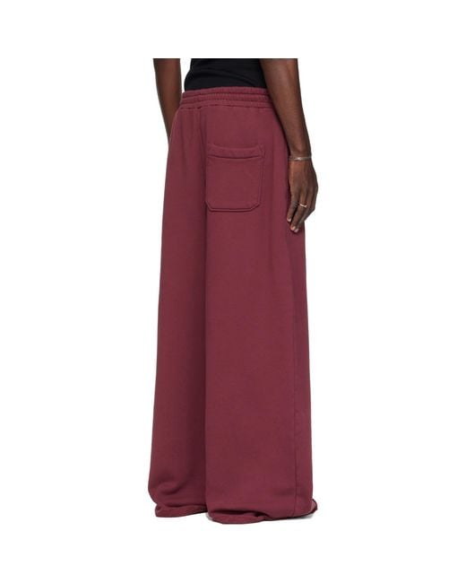 Lu'u Dan Red Burgundy Raw-Cut Bontan Sweatpants for men