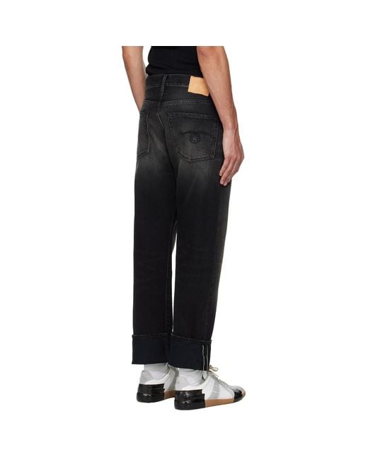 R13 Black Cuffed Boyfriend Jeans for men