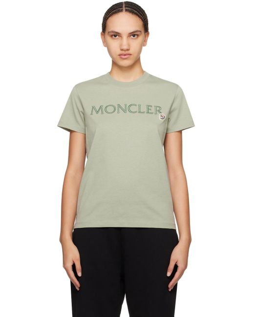 Moncler Black Green Embroidered T-shirt