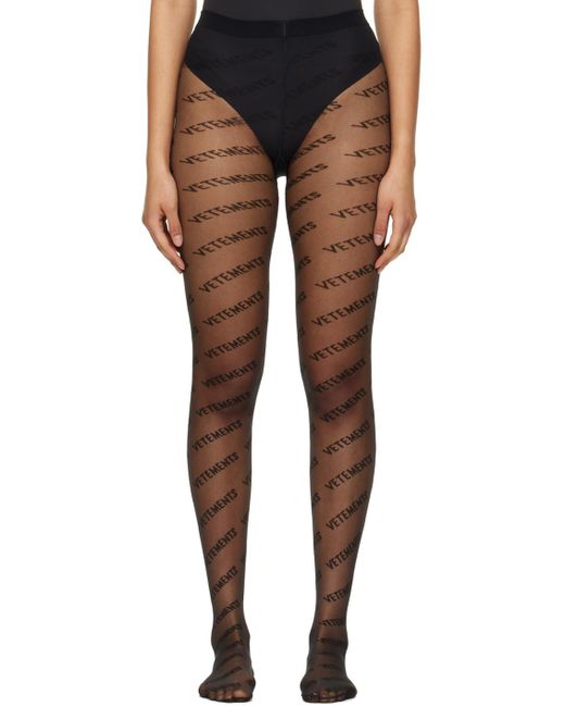 Vetements Black Wolford Edition Monogram Logo Tights