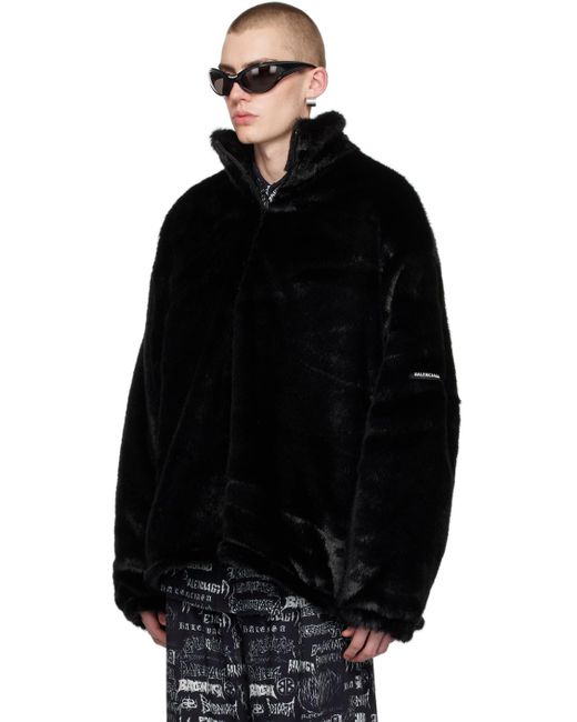 Balenciaga Black Ski Faux-fur Jacket for men