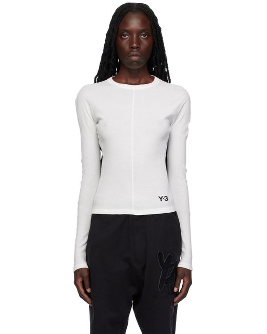 Y-3 Black White Fitted Long Sleeve T-shirt