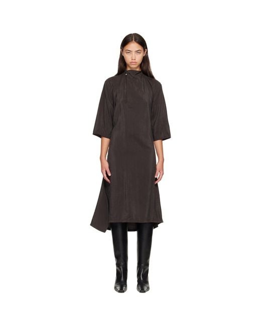 Lemaire Black Soft Collar Midi Dress